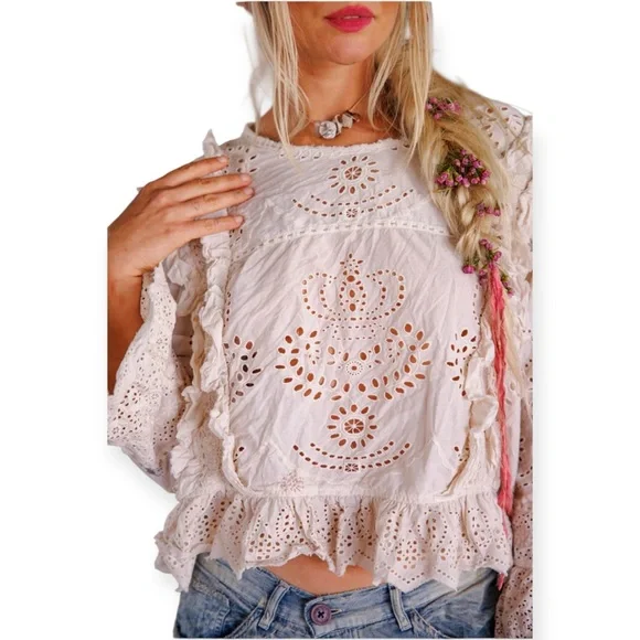 Magnolia Pearl Hermione Eyelet Blouse TOP 2194-MOON-OS - Picture 13 of 16